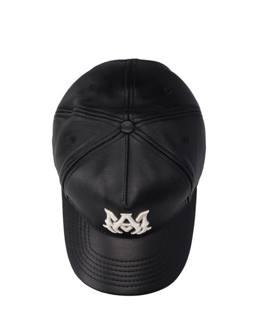 Amiri Black Ma Logo Leather Baseball Cap for men