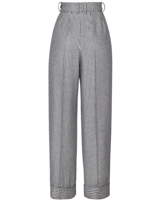 Alexandre Vauthier Gray Pleated Houndstooth Pants