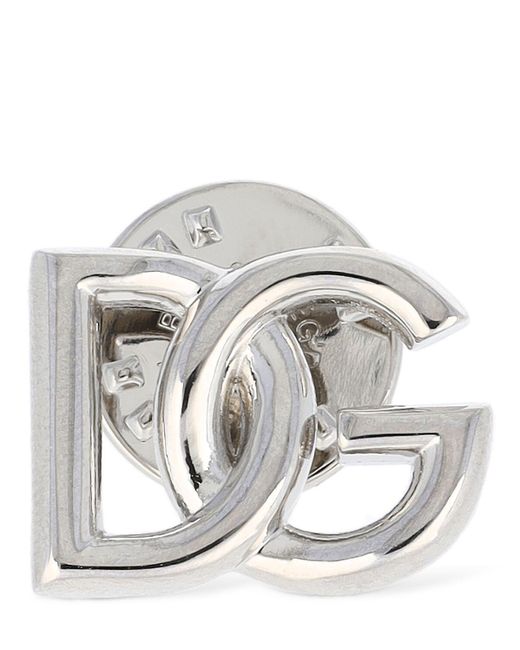 Dolce & Gabbana Gray Dg Logo Brooch for men
