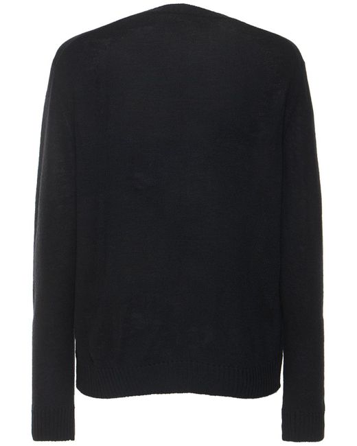 Jil Sander Black Extra Fine Knit Wool Sweater for men