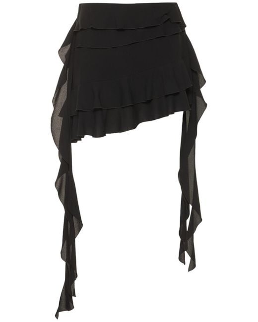 Blumarine Synthetic Ruffled Viscose Georgette Mini Skirt in Black | Lyst
