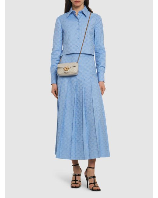 Gucci Blue gg Supreme Oxford Cotton Skirt