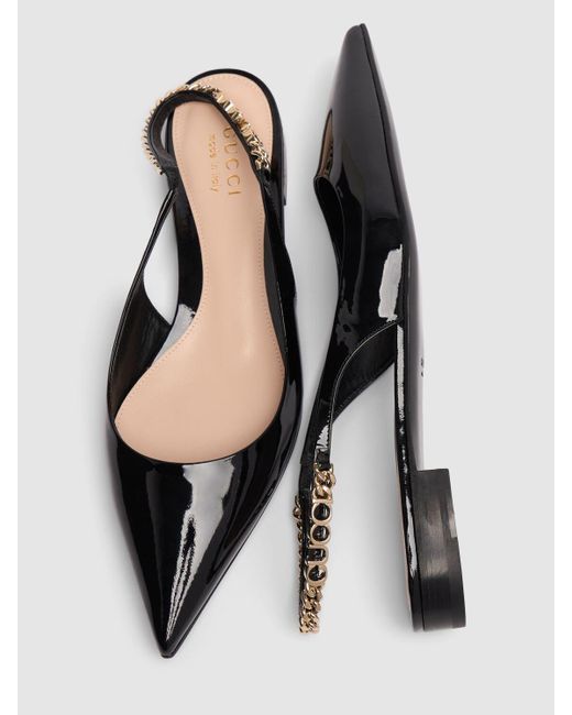 Zapatos ballet planos de piel 15mm Gucci de color Black