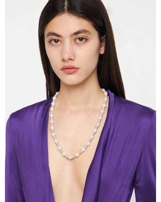 Magda Butrym Natural Double Wrap Faux Pearl Necklace