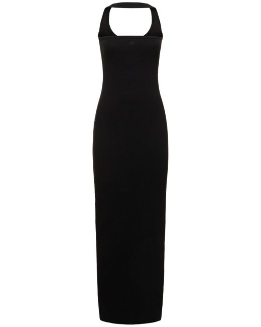 Courreges Black Hyperbole 90s Ribbed Cotton Long Dress