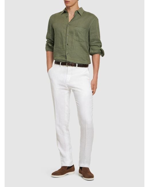 Pantalones de lino Kiton de hombre de color White