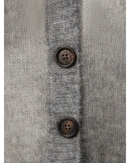 Brunello Cucinelli Gray Mohair Blend Knit Cardigan