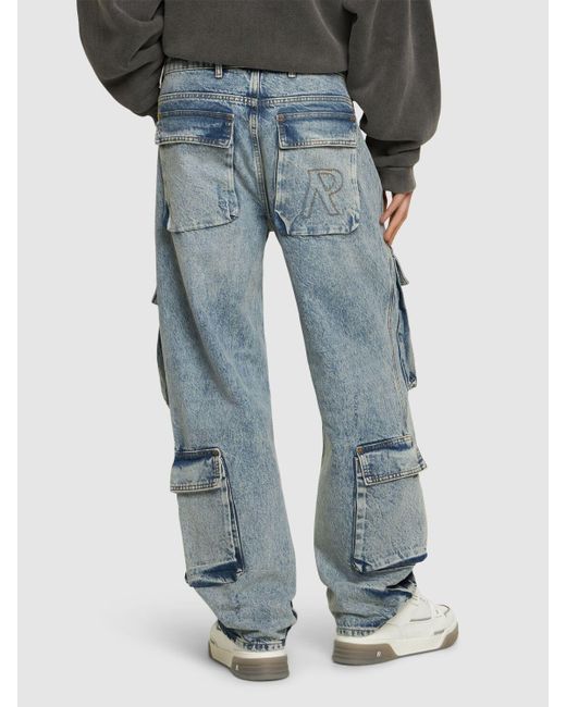 Jeans cargo de denim de algodón Represent de hombre de color Blue