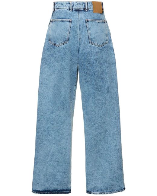 GIUSEPPE DI MORABITO Blue Cotton Denim High Rise Wide Jeans