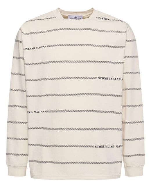 Stone Island Herren Crewneck Striped Sweatshirt in Natural für Herren