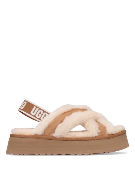 UGG Suede 45mm Disco Cross Shearling Sandals - Lyst