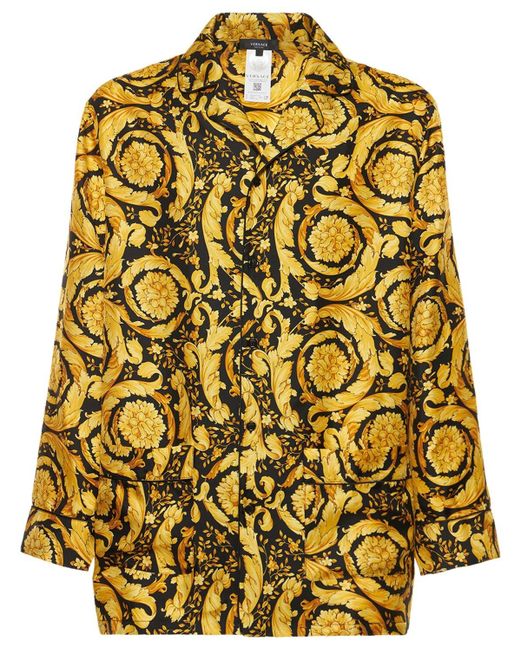 Versace Baroque Print Silk Twill Shirt in Black/Gold (Metallic) for Men ...