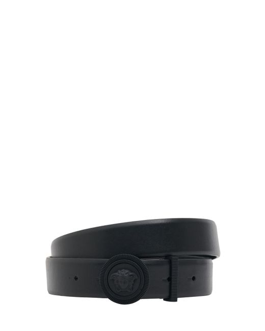 Versace 30mm Breiter Ledergürtel Mit Medusa in Black für Herren