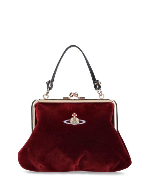 Vivienne Westwood Red Granny Frame Velvet Top Handle Bag