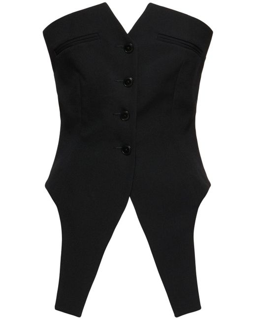 Alexander Wang Black Deconstructed Strapless Vest Top
