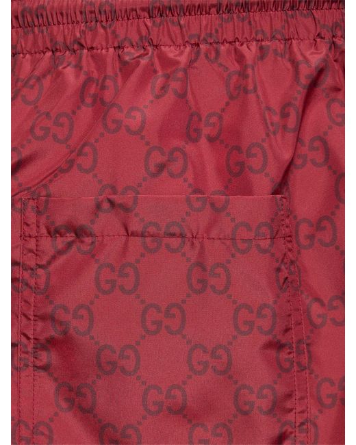 Gucci Nylon-badeshorts "gg" in Red für Herren