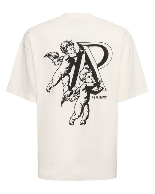 T-shirt in cotone / logo applicato di Represent in White da Uomo