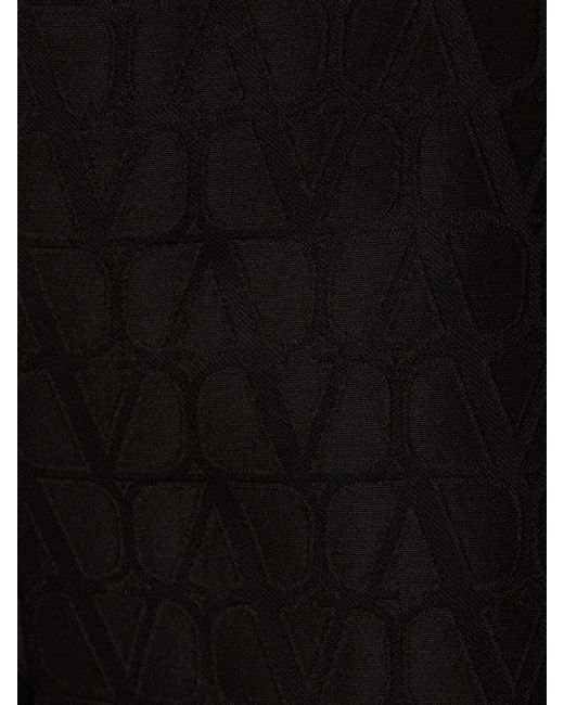 Valentino Black Wool & Silk Crepe High Rise Logo Shorts
