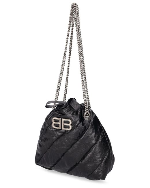 Balenciaga Black Xs Crush Quilted Leather Tote Bag