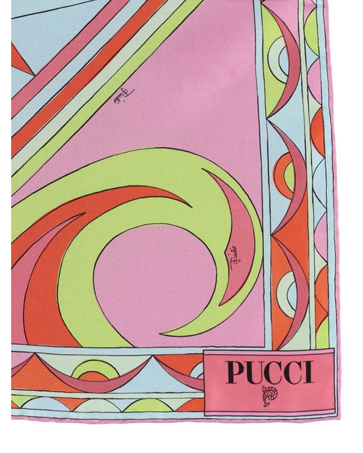 Foulard in seta stampata di Emilio Pucci in Red