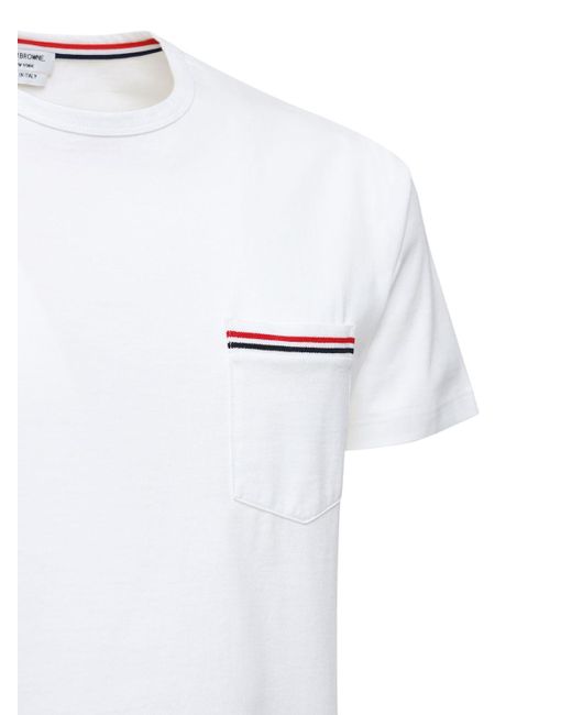 Camiseta de algodón estampada Thom Browne de hombre de color White