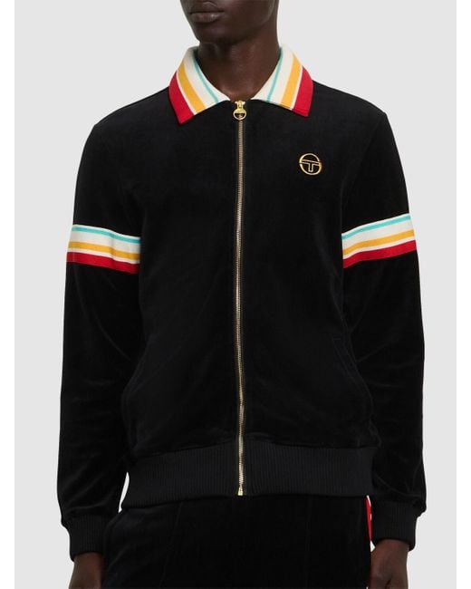メンズ Sergio Tacchini Slice ベロアトラックジャケット Black