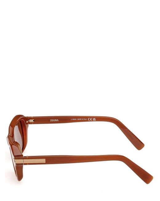 Zegna Eckige Sonnenbrille in Brown für Herren