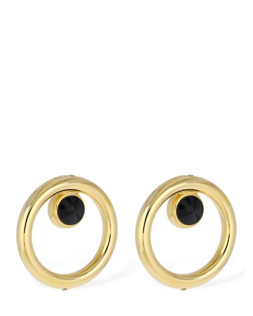 Alessandra Rich Metallic Hoop Crystal Earrings