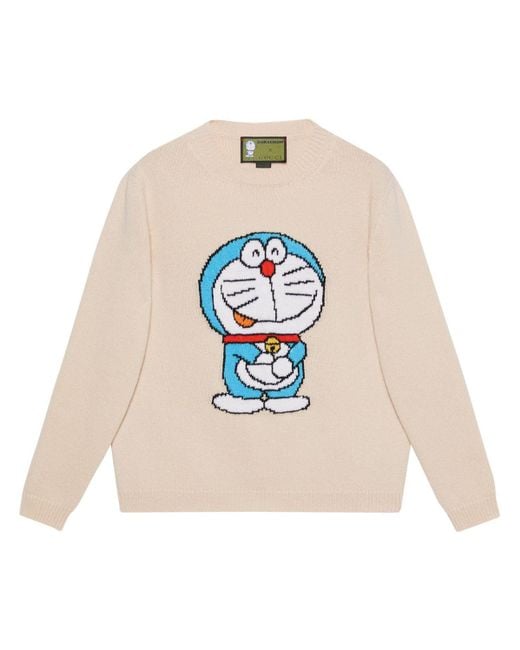 Gucci White Doraemon Intarsia Wool Knit Sweater