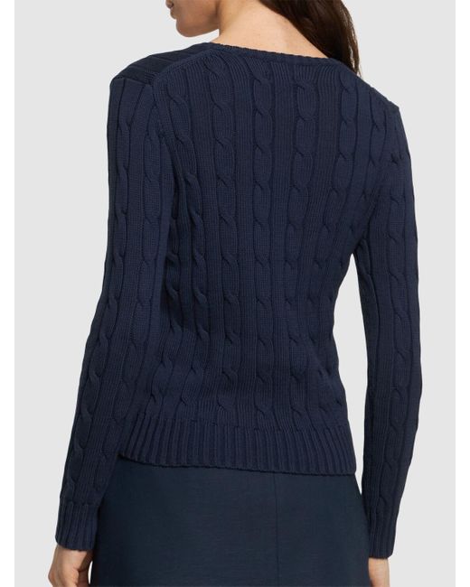 Maglia kimberly in maglia a trecce di Polo Ralph Lauren in Blue