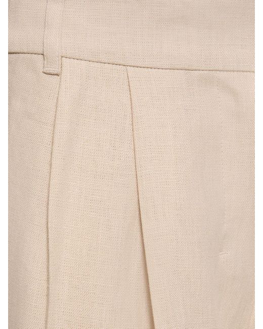 Max Mara Natural Lira Linen Pleated Wide Pants