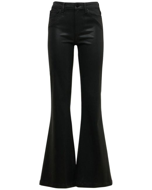 PAIGE Genevieve Coated Flared Pants in Black | Lyst