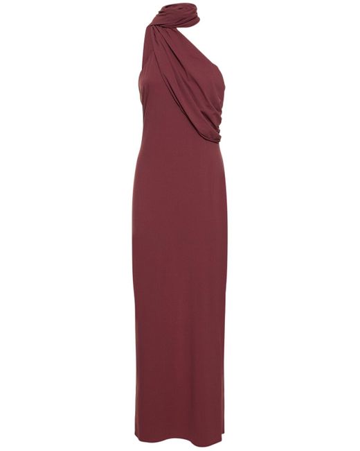 Magda Butrym Purple Draped Jersey Long Dress W/Scarf