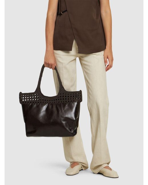 Hereu Black Handtasche Aus Leder Und Baumwolle "elma"