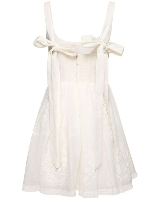 Zimmermann White Alight Embroidered Corset Mini Dress