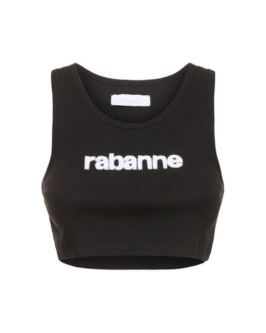 Crop top in jersey con logo di Rabanne in Black