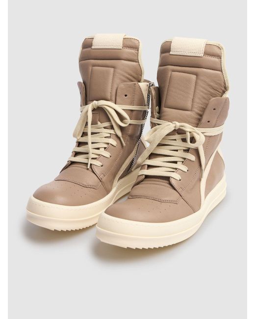 Rick Owens Hohe Sneakers Aus Leder "geobasket" in Natural für Herren