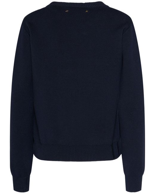 Golden Goose Deluxe Brand Blue Golden Cotton Knit Crewneck Sweater