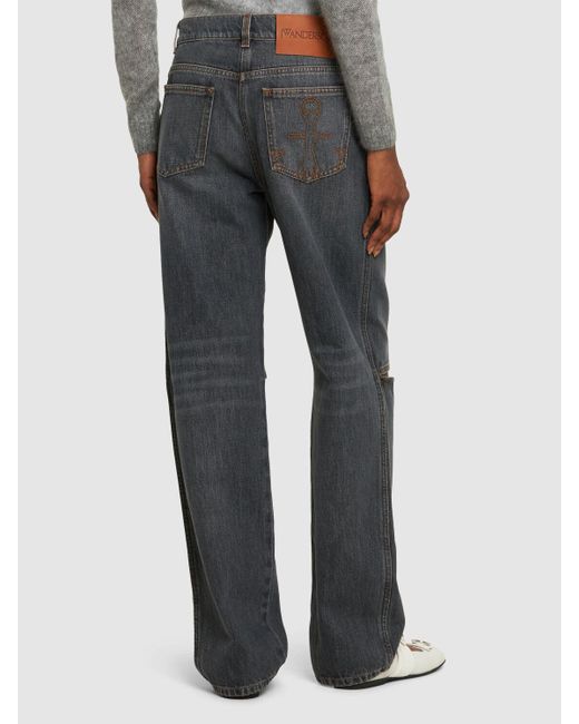 J.W. Anderson Blue Cut-Out-Knee Denim Bootcut Jeans