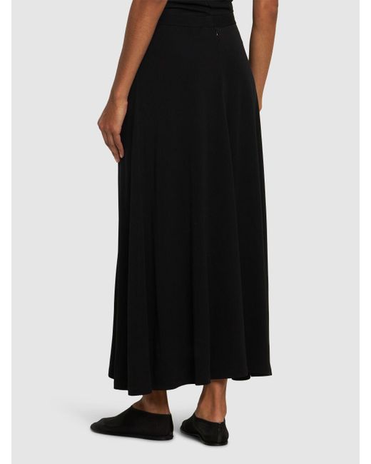 Totême  Black Fluid Viscose Jersey Long Skirt