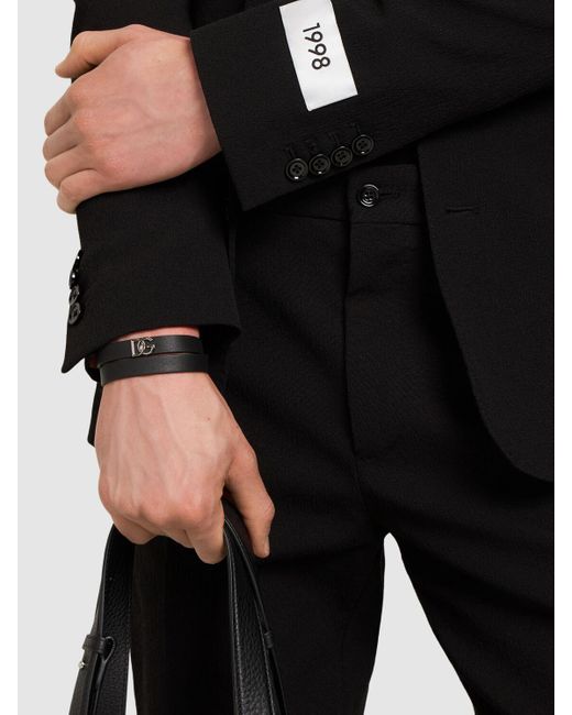 Bracelet double tour à logo en cuir dg Dolce & Gabbana pour homme en coloris White