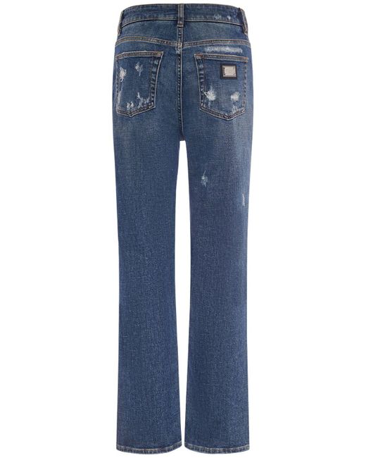 Dolce & Gabbana Blue Distressed Denim Straight Jeans