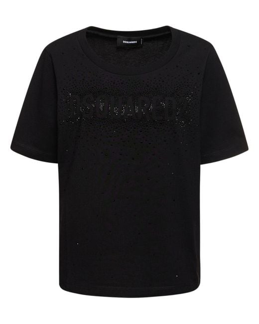 T-shirt girocollo con logo di DSquared² in Black