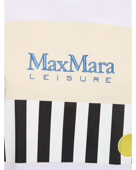 T-shirt imprimé et brodé obliqua Max Mara en coloris White