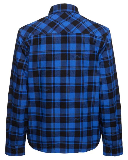 Off-White c/o Virgil Abloh Blue Check Flannel Cotton Shirt for men