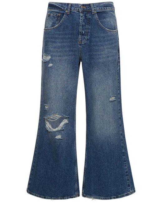Jaded London Blue Colossus Busted Bleach Wash Flared Jeans for men