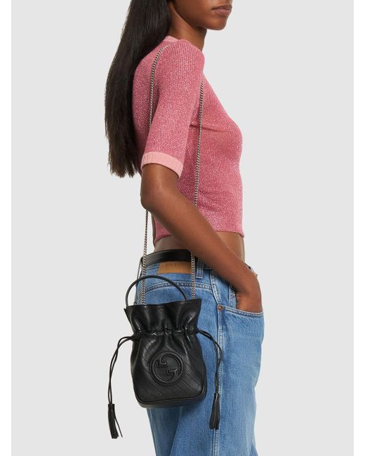 Gucci Black Mini Blondie Leather Bucket Bag