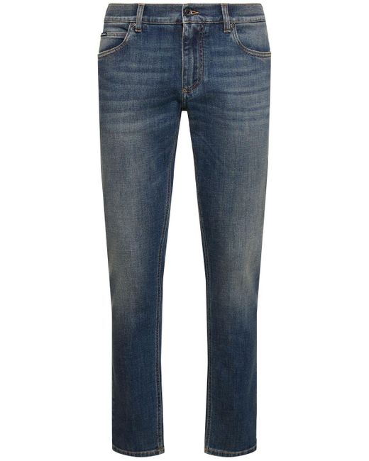 Jeans regular fit in denim washed di Dolce & Gabbana in Blue da Uomo