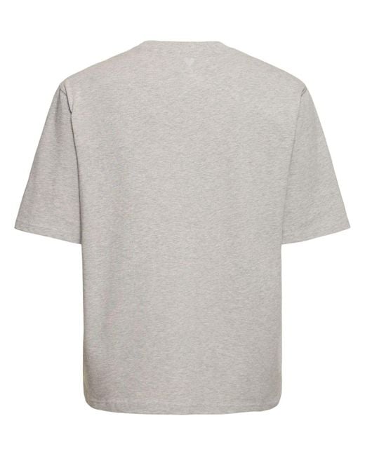 AMI Gray Logo Printed Boxy Cotton T-shirt for men