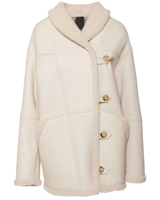 Blancha Oversized Leather Midi Coat in White Lyst